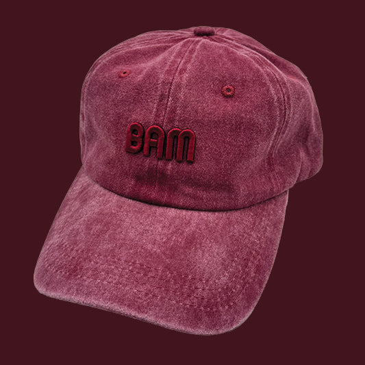 BAM Embroidered Limited Edition Retro Logo Cap - Wine Red